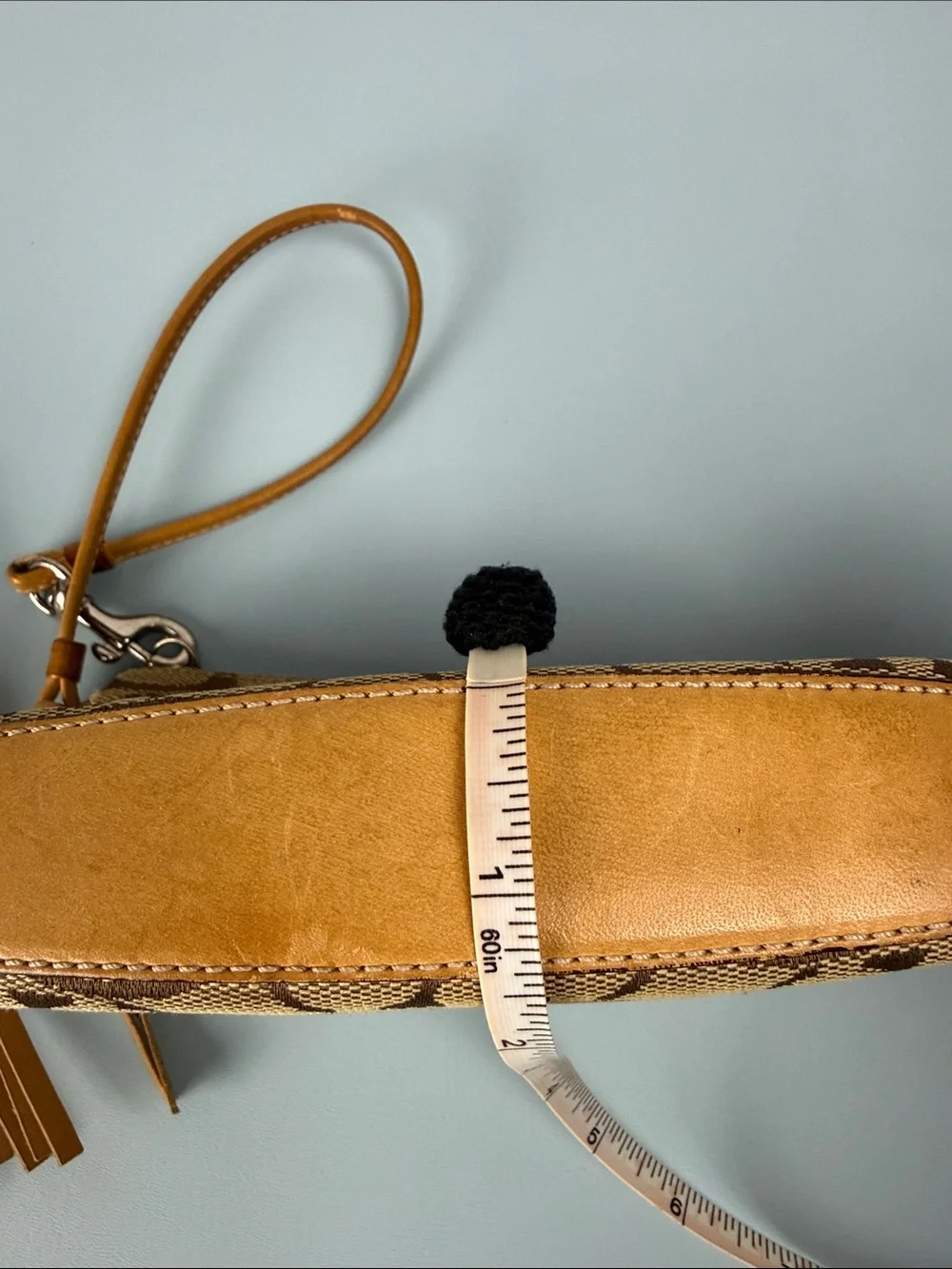Coach Brown/Tan Signature Canvas Wristlet with Tassel